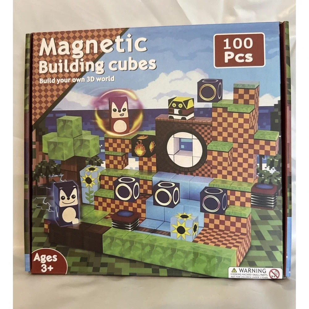Magnetic Building Cubes Minecraft Style 100 Pcs Ages 3+